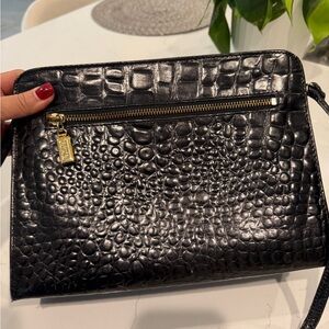 Enzo Angiolini Black Crocodile-Embossed Crossbody Bag